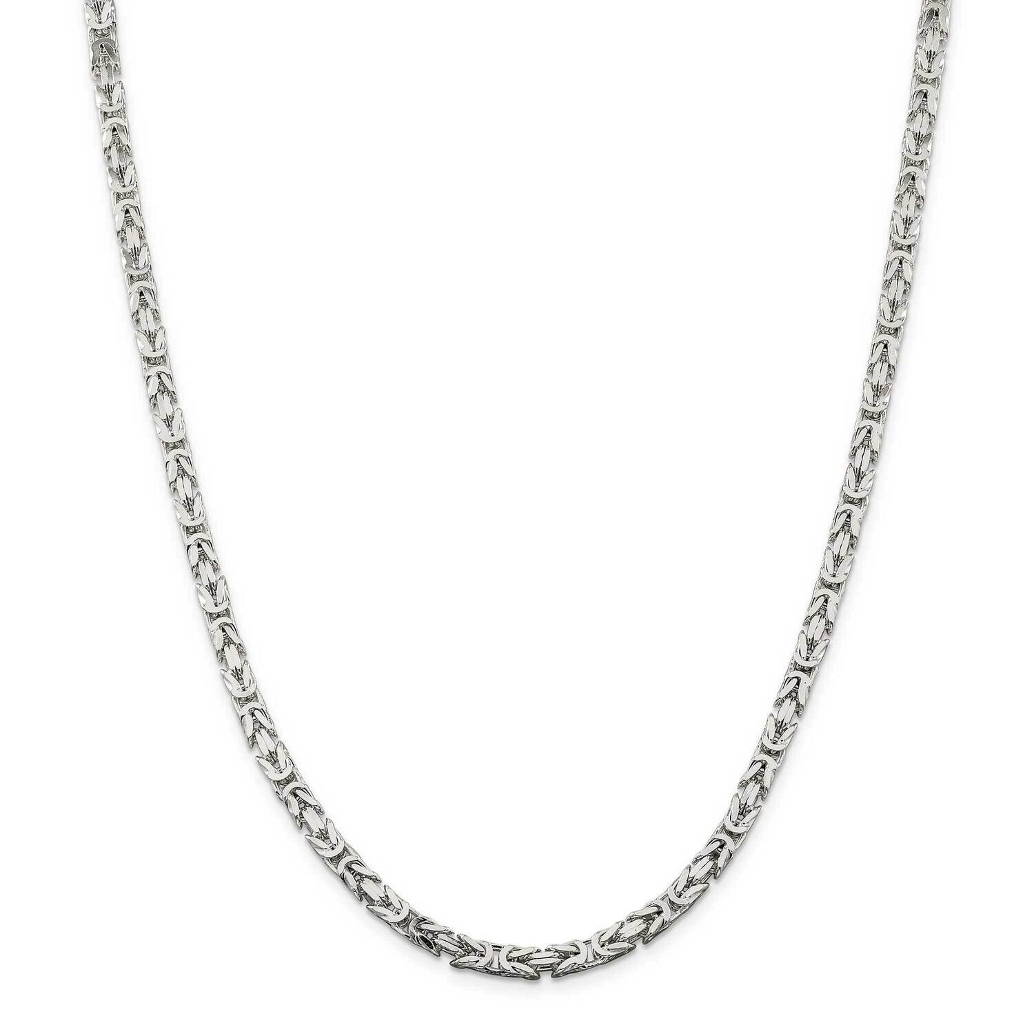 4.25mm Byzantine Chain 28 Inch Sterling Silver QBZ100-28, MPN: QBZ100-28,
