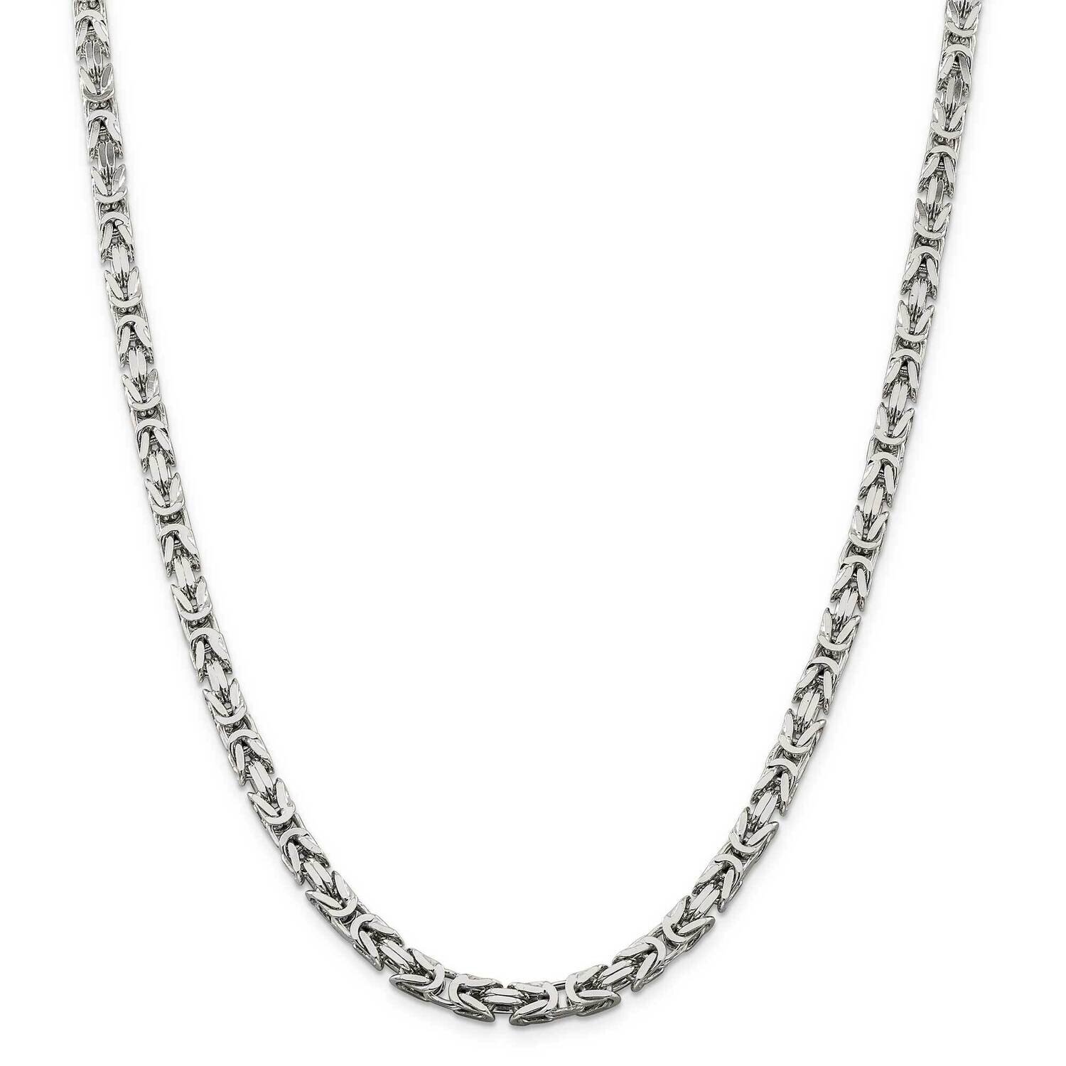 5mm Byzantine Chain 28 Inch Sterling Silver QBZ120-28, MPN: QBZ120-28,