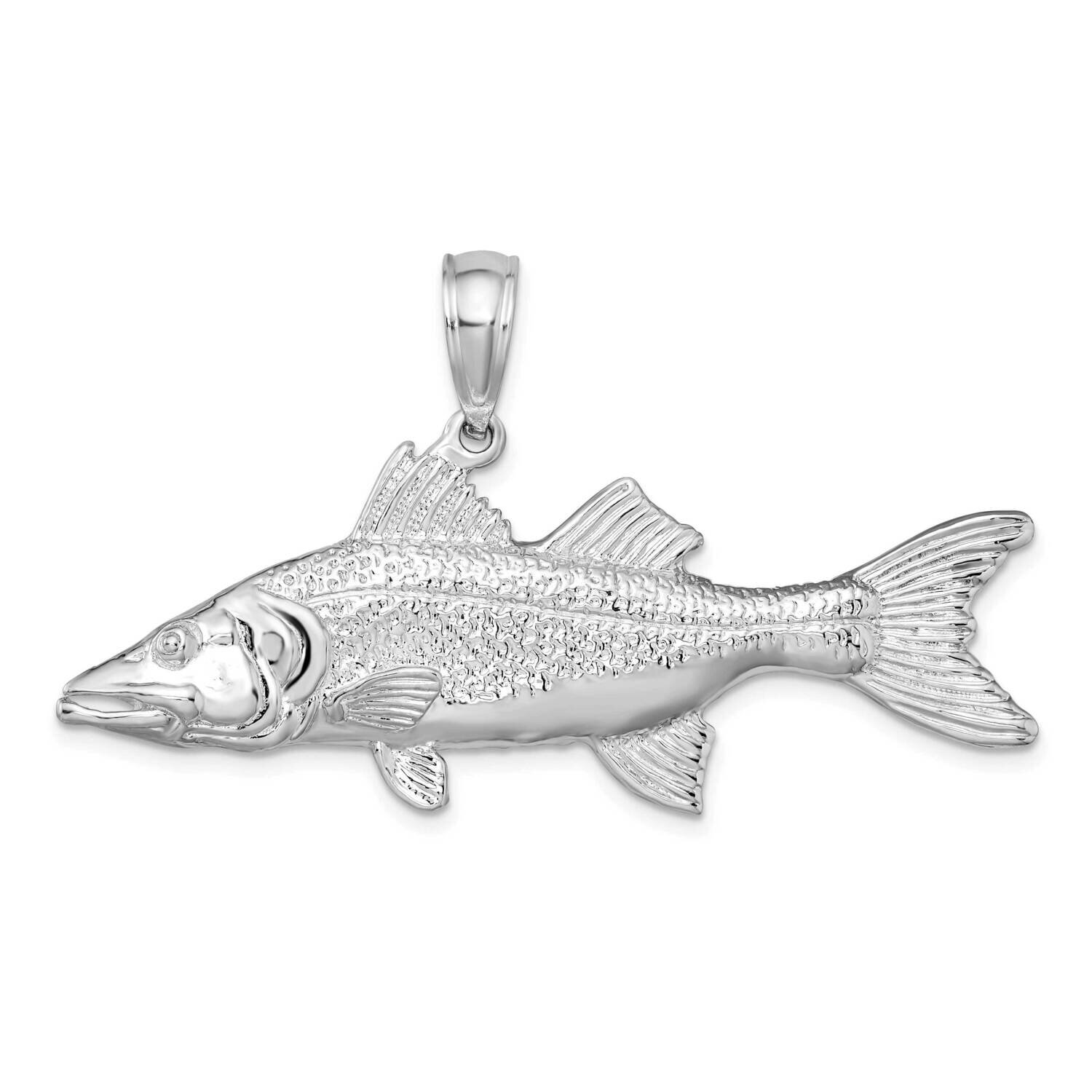 3D Snook Fish Pendant Sterling Silver Polished QC10176