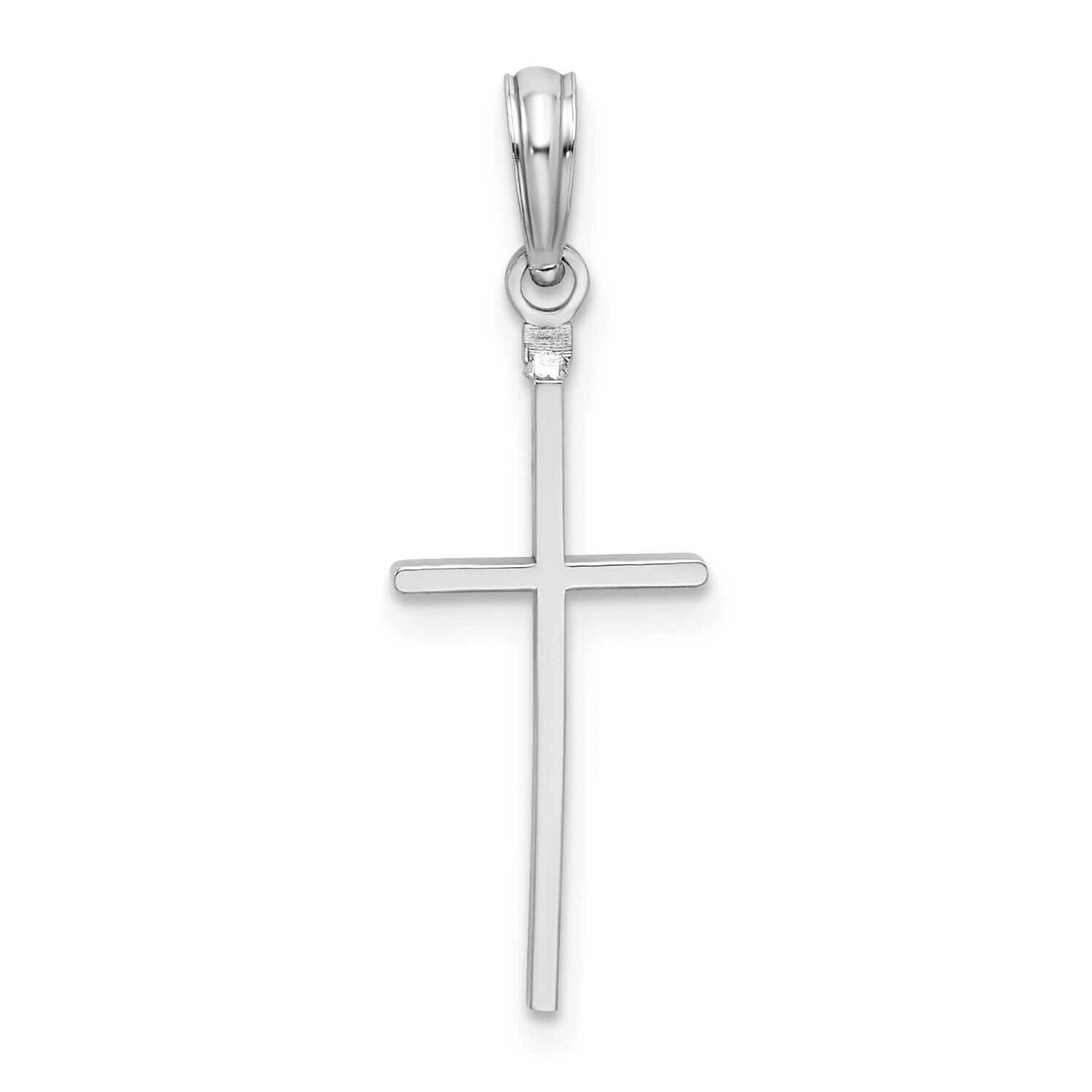 Thin Latin Cross Pendant Sterling Silver Rhodium-Plated Polished QC10353R, MPN: QC10353R,