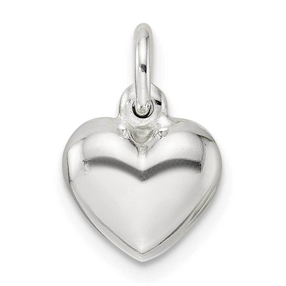 Puffed Heart Charm Sterling Silver QC11007
