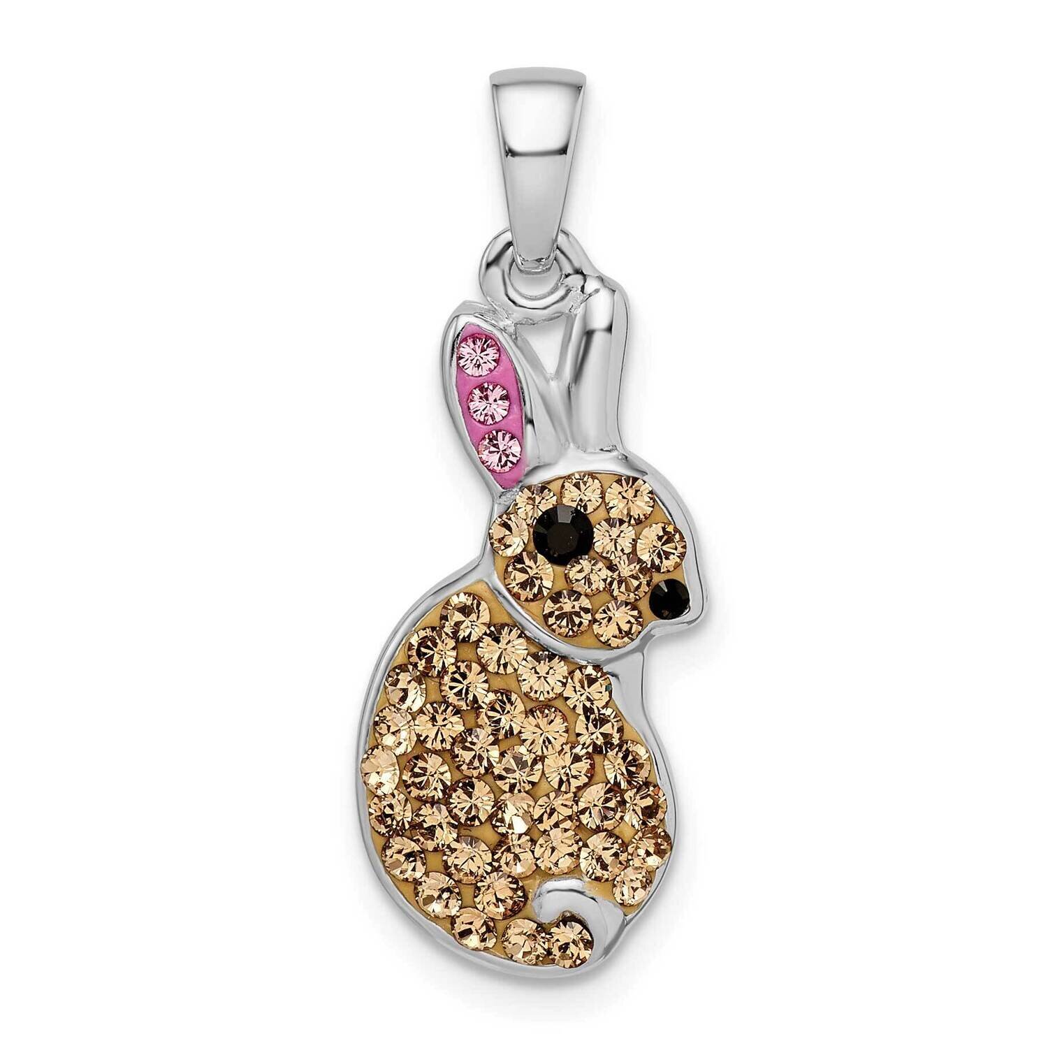 Preciosa Crystal Rabbit Pendant Sterling Silver Rhodium-Plated QC11019, MPN: QC11019,