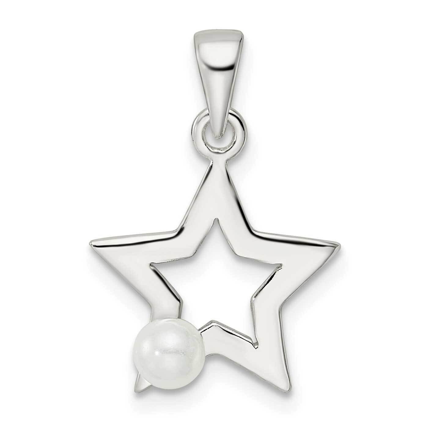 Imitation Pearl Star Pendant Sterling Silver Polished QC11021