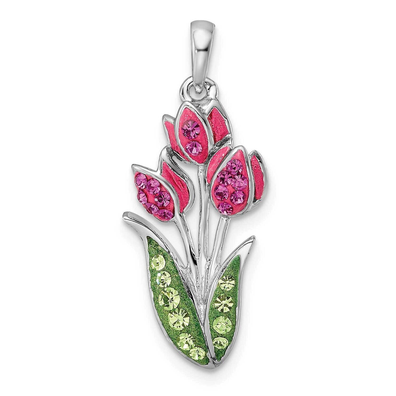 Preciosa Crystal Tulips Pendant Sterling Silver Rhodium-Plated QC11022, MPN: QC11022,