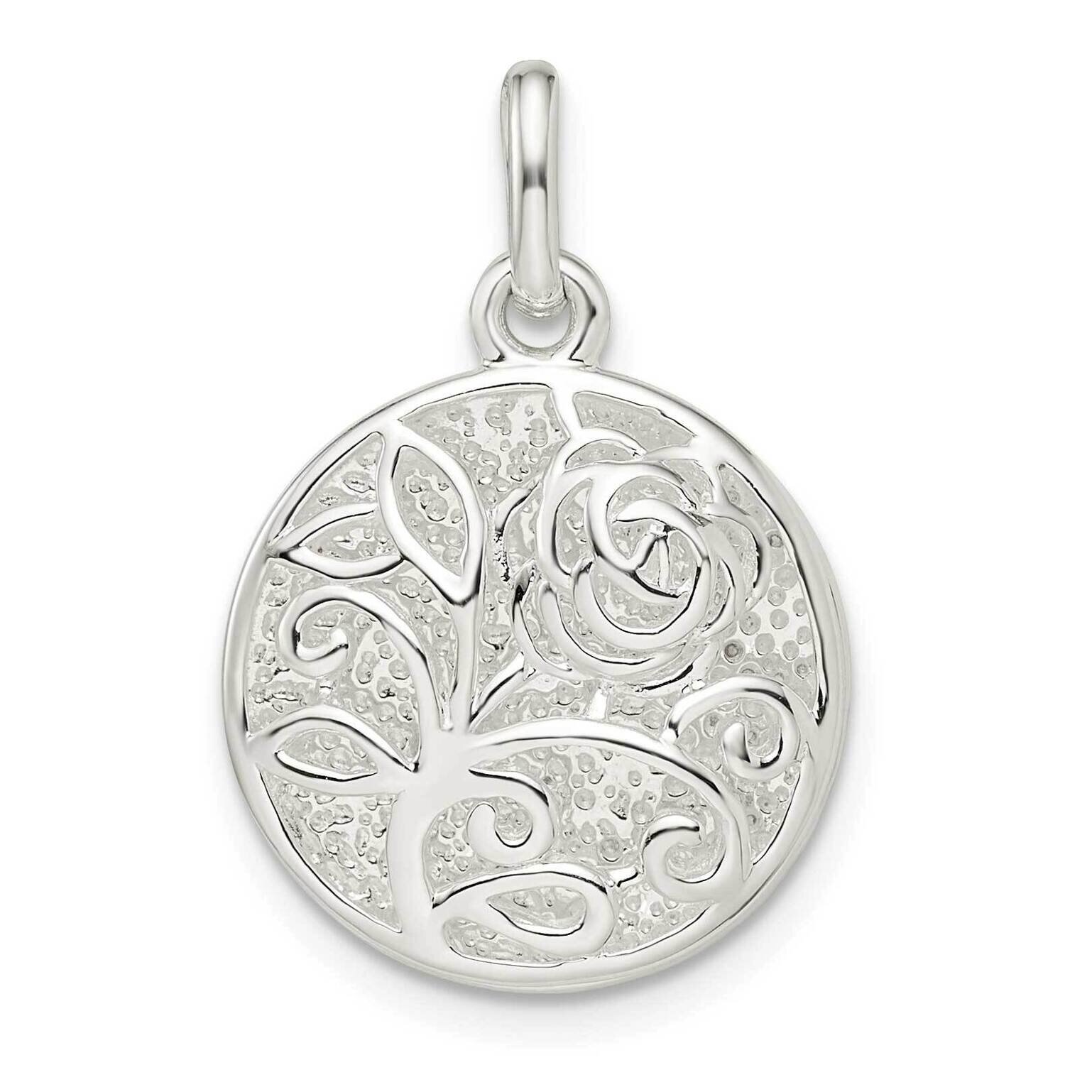Rose Pendant Sterling Silver Textured QC11030