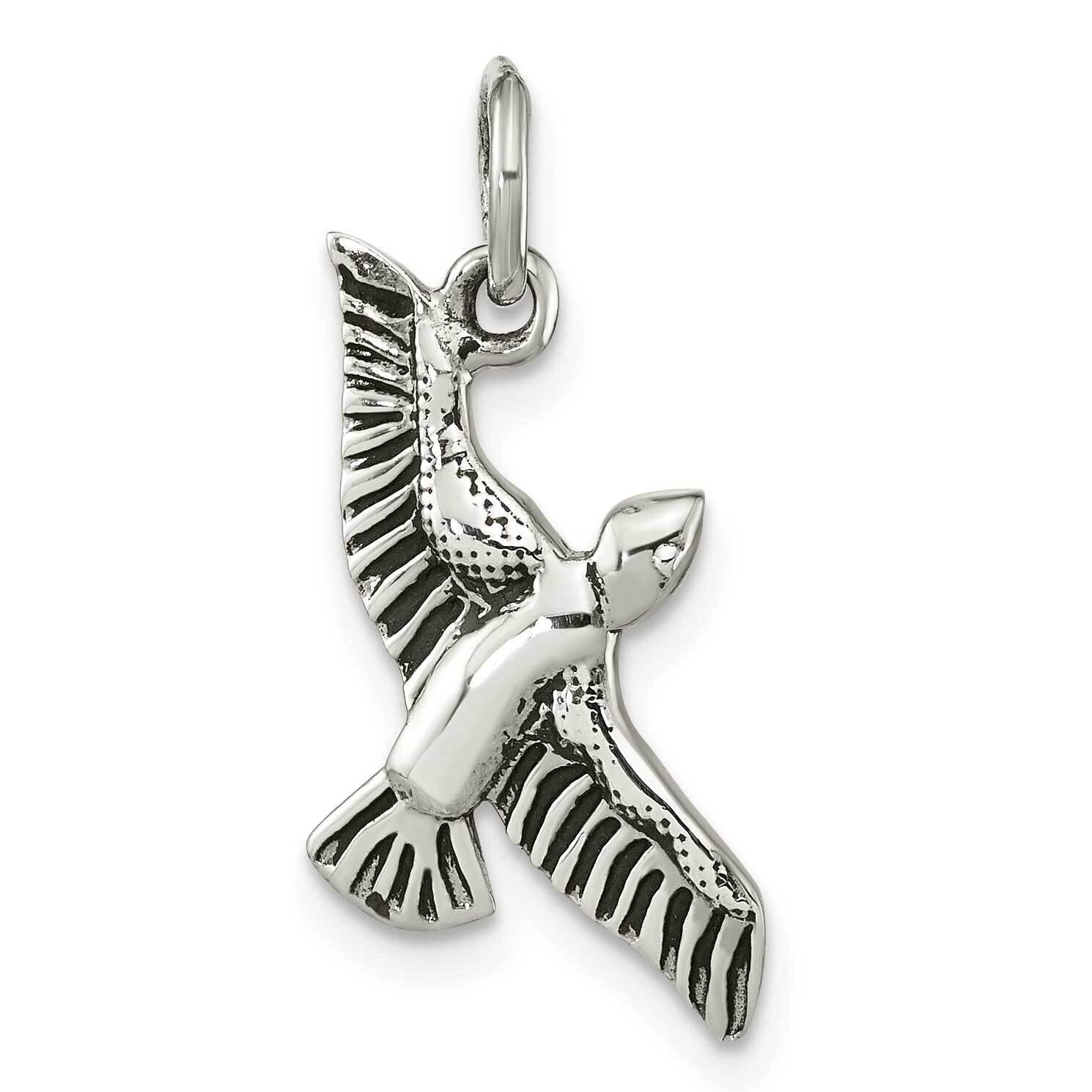 Antiqued Seagull Pendant Sterling Silver Polished QC11046, MPN: QC11046,