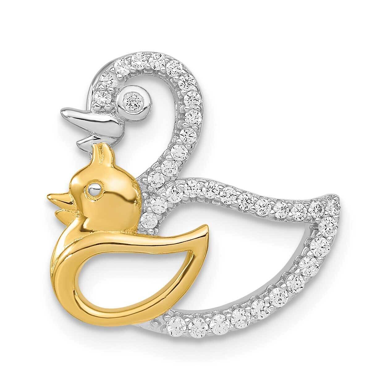 CZ Diamond Gold-Tone Duck Slide Sterling Silver Rhodium-Plated QC11050, MPN: QC11050,