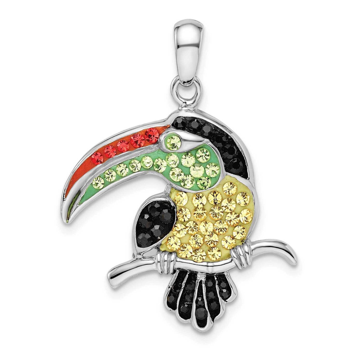 Preciosa Crystal Toucan Pendant Sterling Silver Rhodium-Plated QC11051, MPN: QC11051,