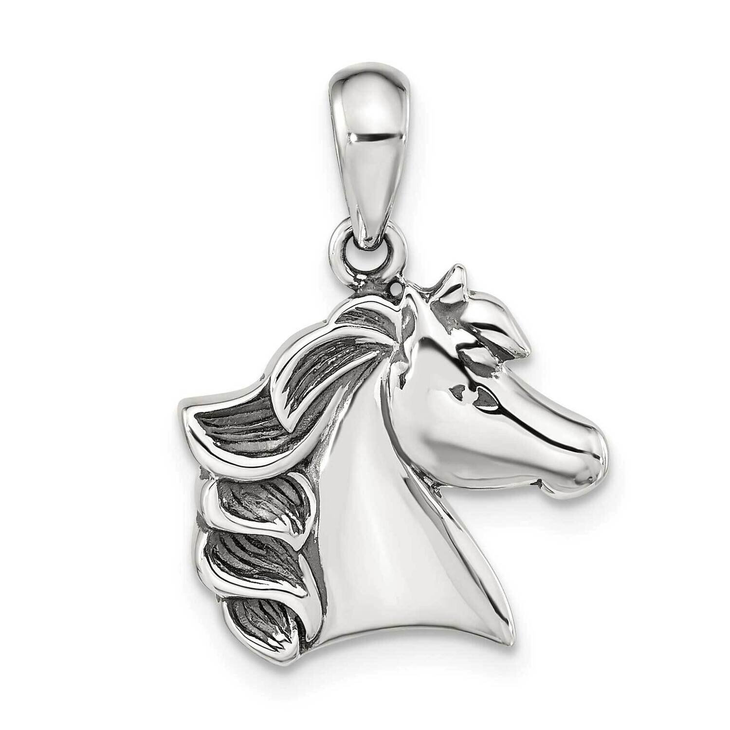 Horse Pendant Sterling Silver Antiqued Polished QC11065, MPN: QC11065,