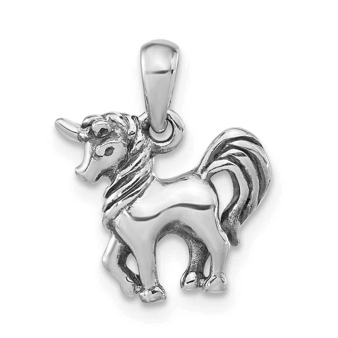 Unicorn Pendant Sterling Silver Antiqued Polished QC11066, MPN: QC11066,