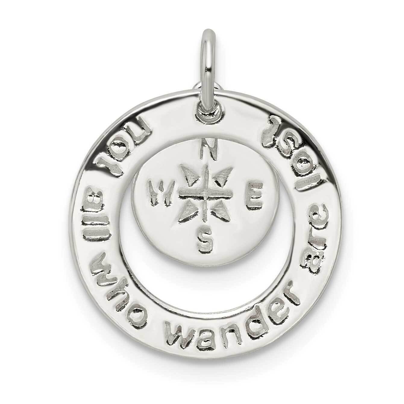 Round Not All Who Wander Pendant Sterling Silver QC11068, MPN: QC11068,