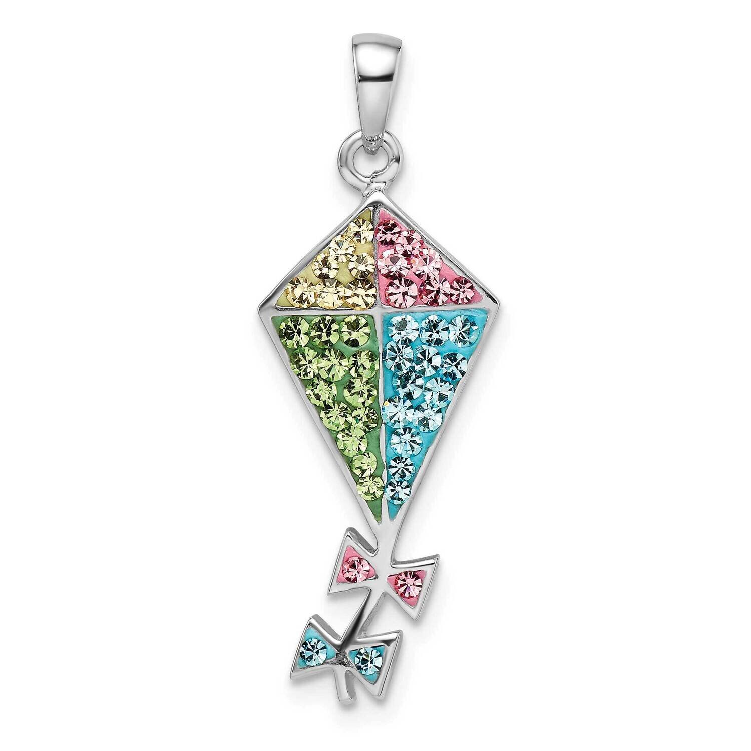 Preciosa Crystal Kite Pendant Sterling Silver Rhodium-Plated QC11070, MPN: QC11070,