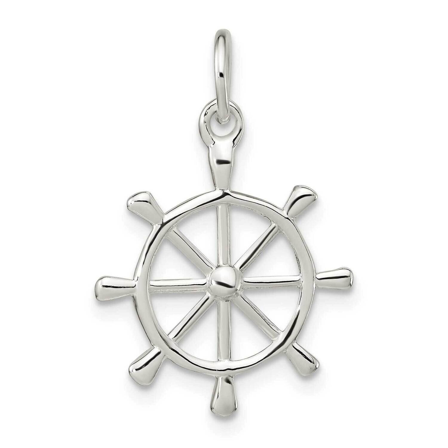 Ship&#39;s Wheel Pendant Sterling Silver Polished QC11080