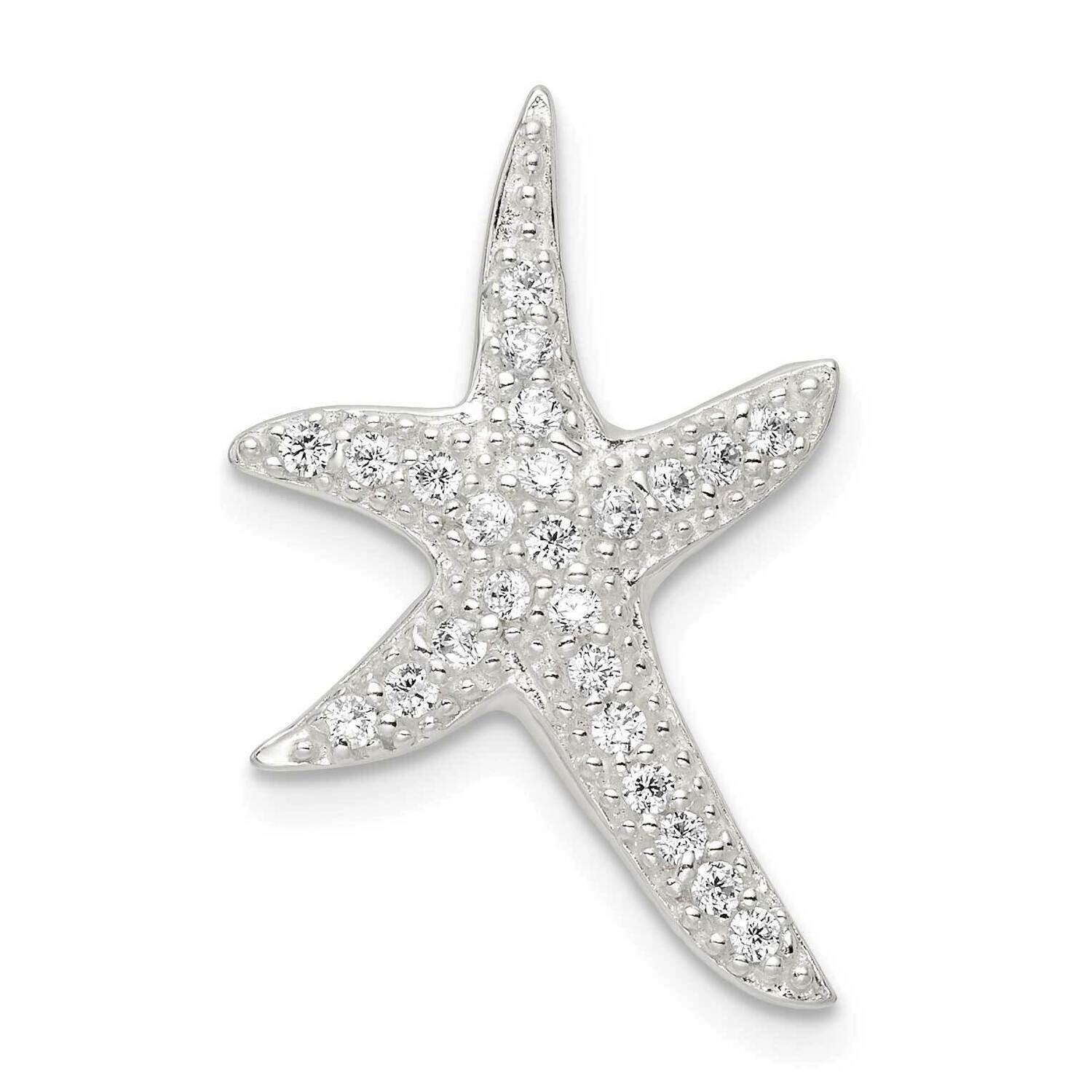 CZ Diamond Starfish Chain Slide Sterling Silver Polished QC11082