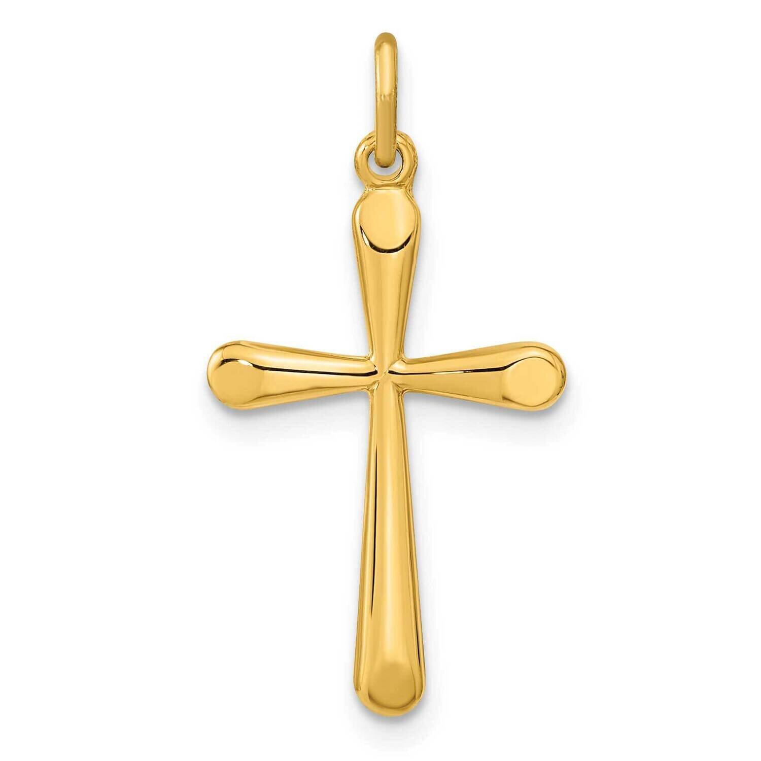 Polished Round Tapered Ends Cross Pendant Sterling Silver Gold-Plated QC11095, MPN: QC11095,