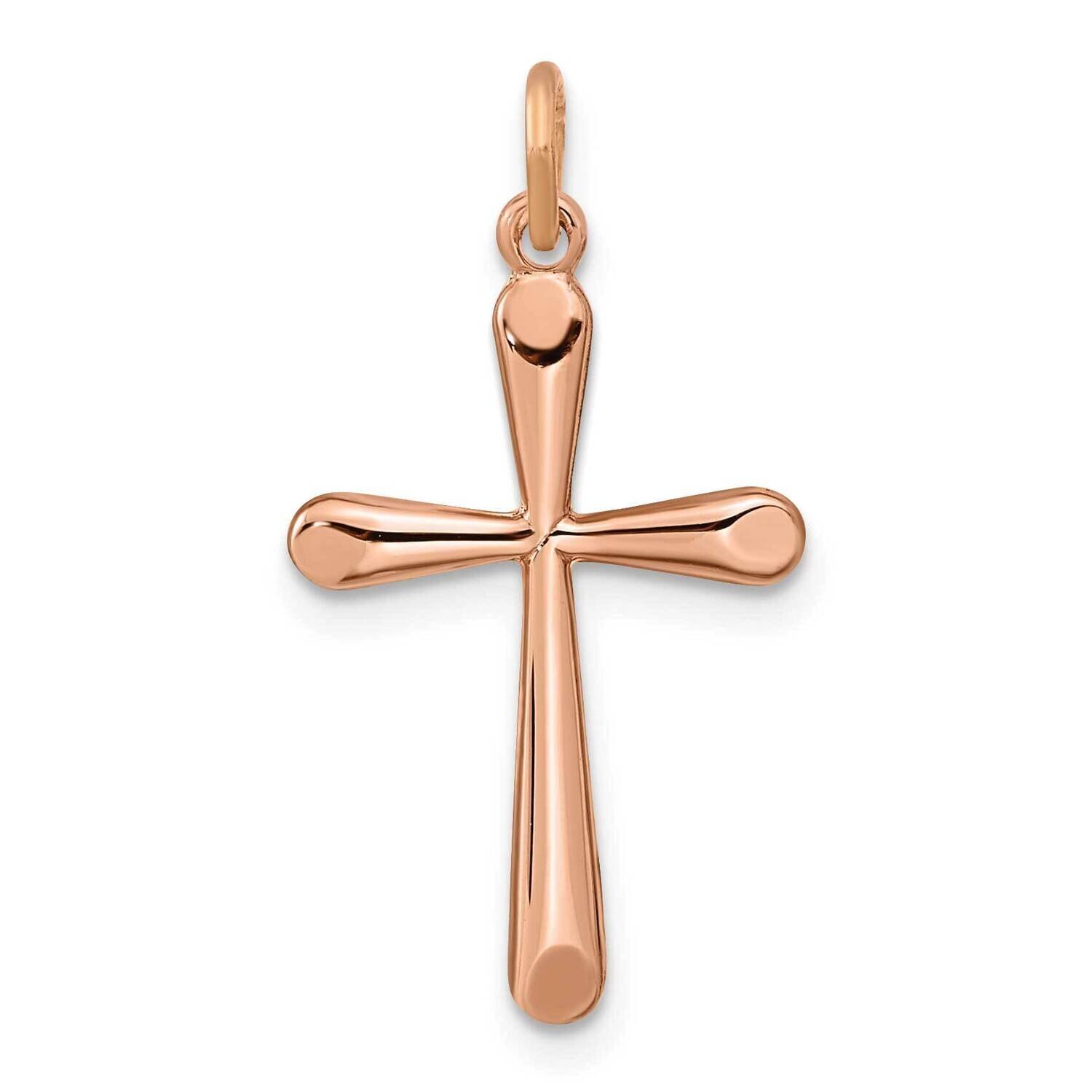 Rose Gold-Plated Polished Round Tapered Ends Cross Pendant Sterling Silver QC11096
