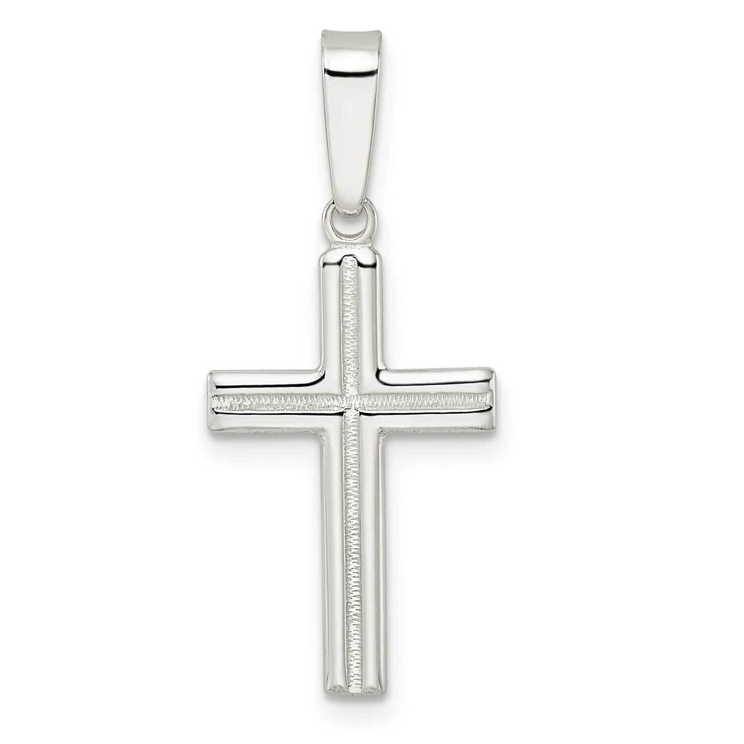 Satin Center Latin Cross Pendant Sterling Silver Polished QC11099