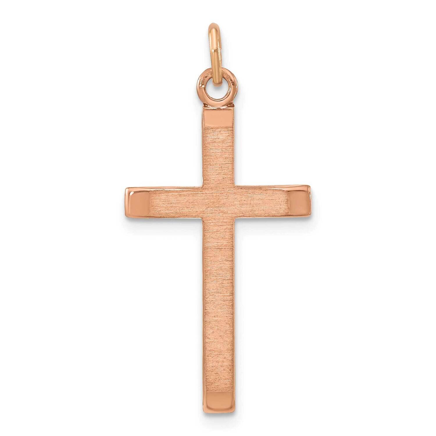 Rose Gold-Plated Polished and Brushed Tapered Cross Pendant Sterling Silver QC11106, MPN: QC11106,