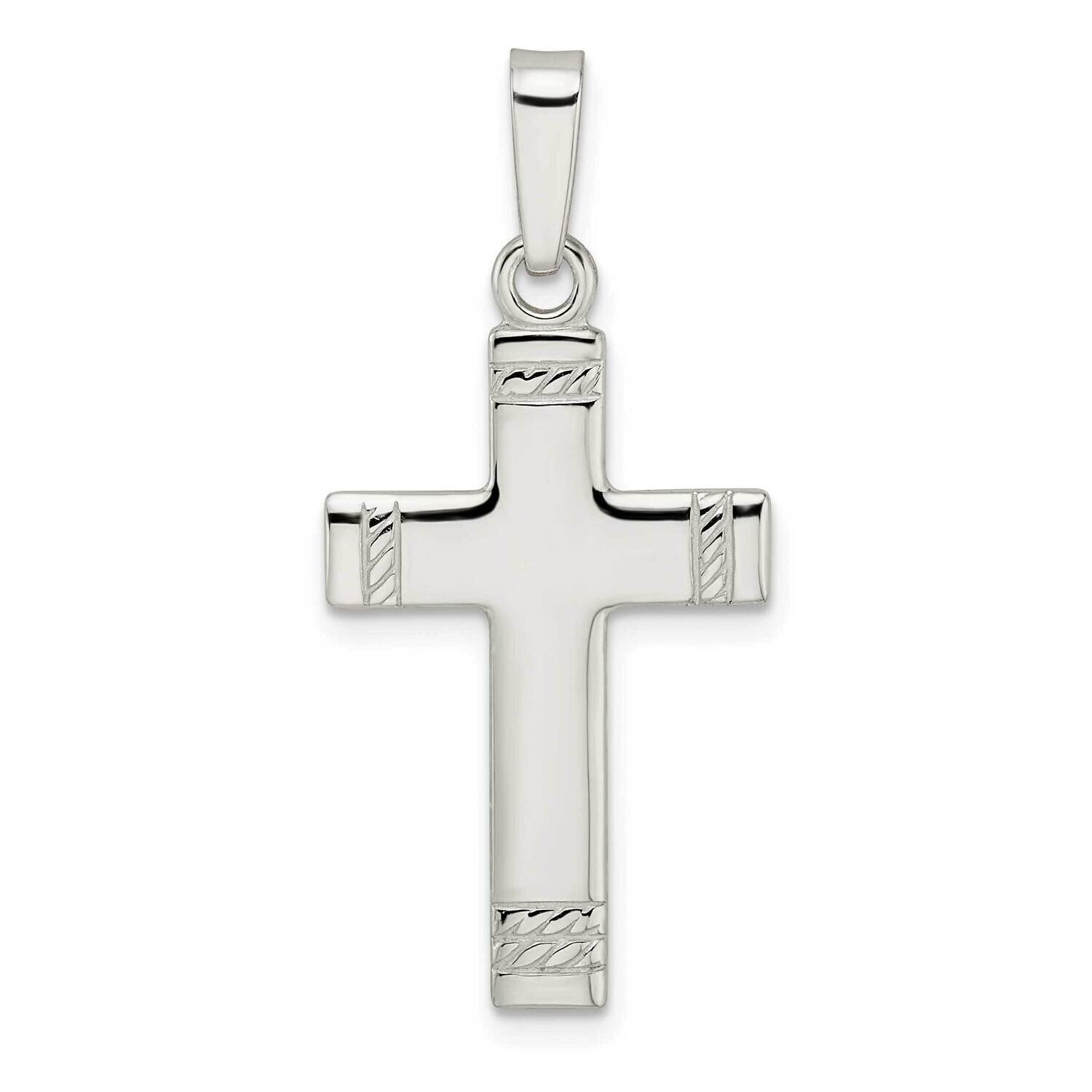 Rope Ends Latin Cross Pendant Sterling Silver Polished QC11107, MPN: QC11107,