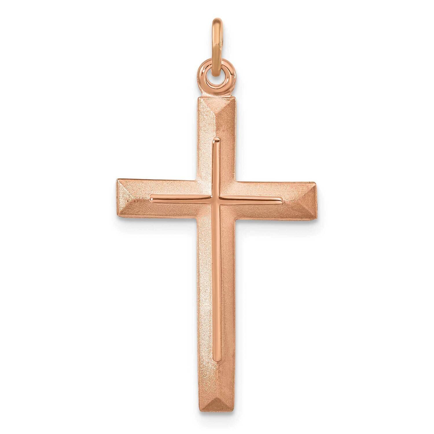 Rose Gold-Plated Polished and Brushed Double Cross Pendant Sterling Silver QC11117, MPN: QC11117,