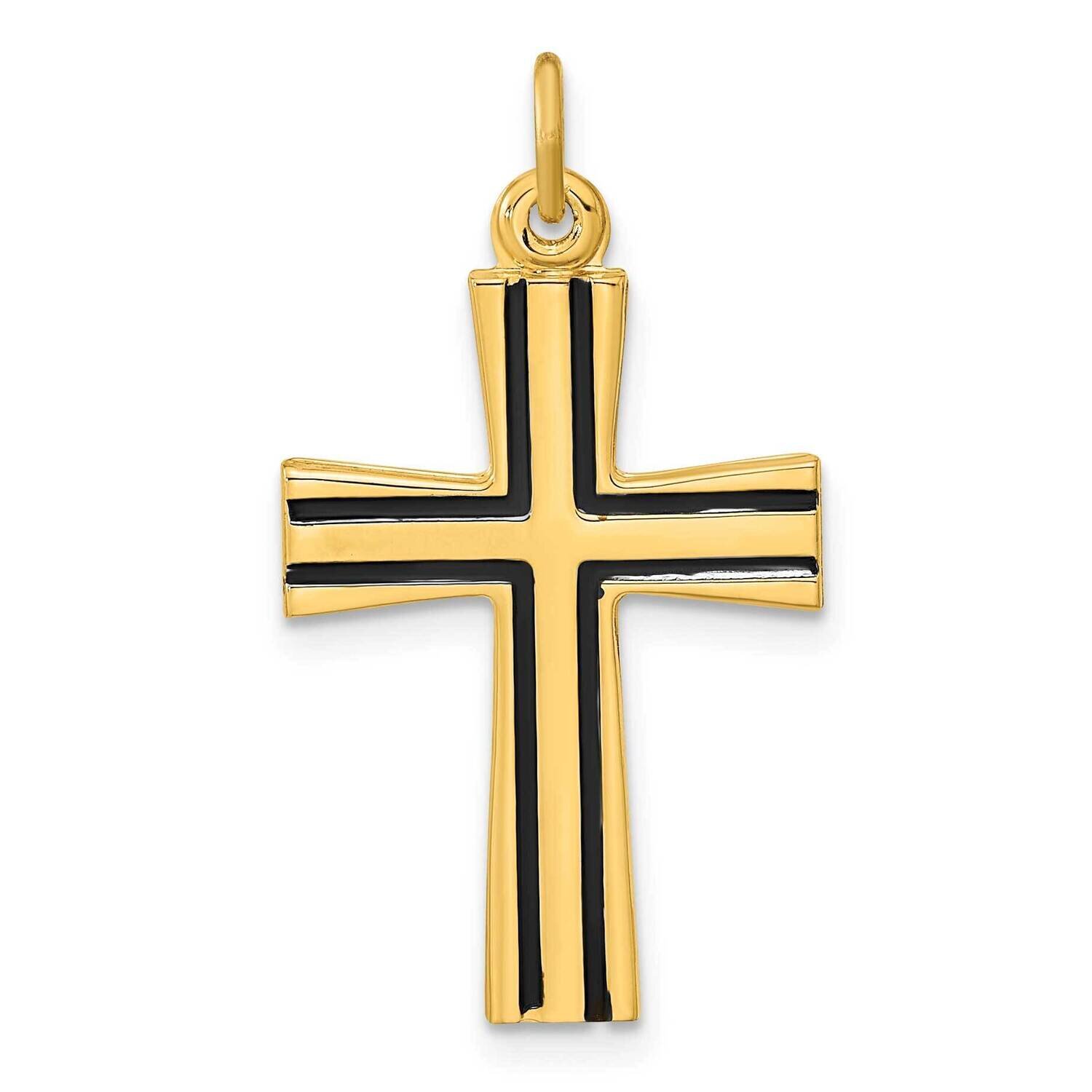 Polished Enameled Cross Pendant Sterling Silver Gold-Plated QC11118