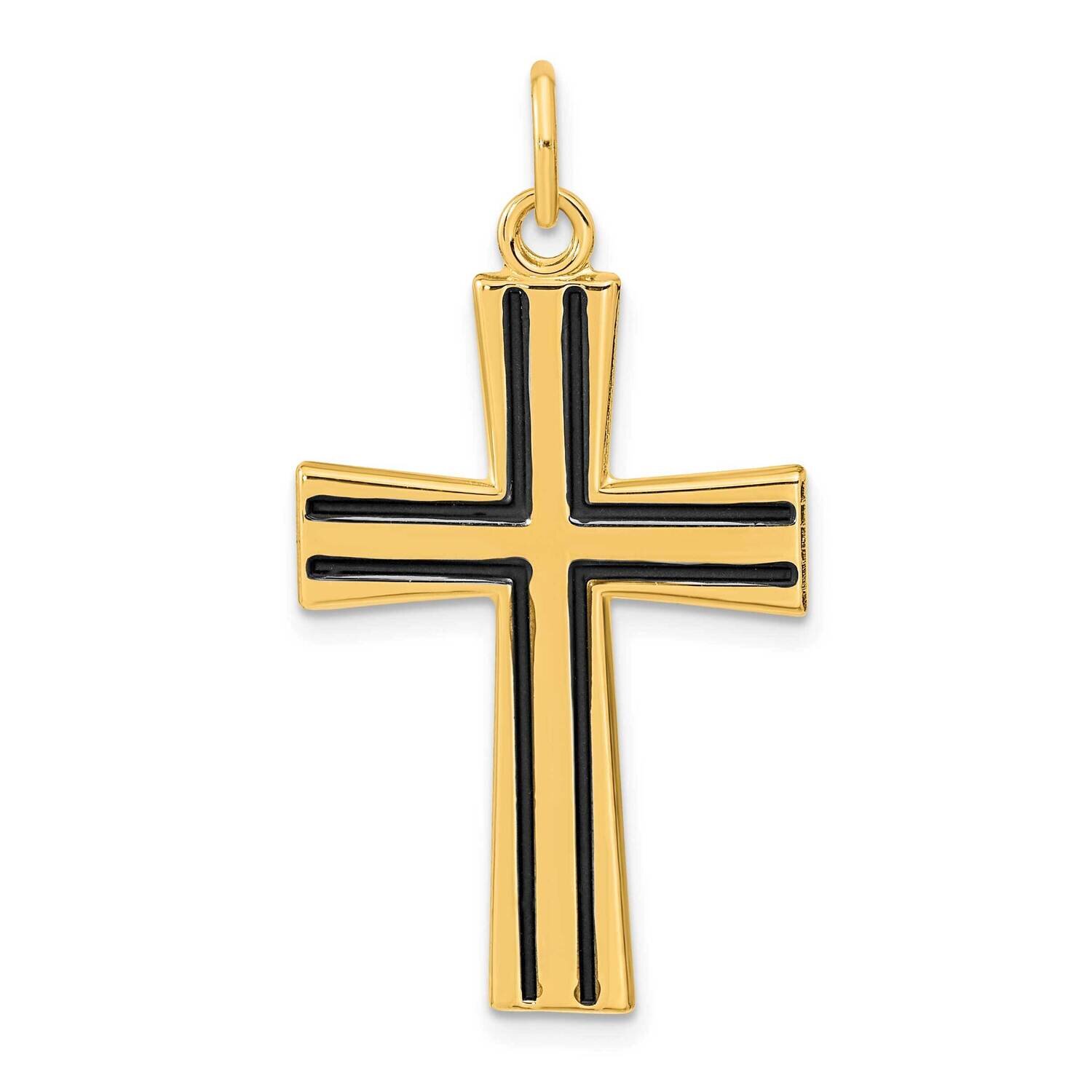 Polished Enameled Cross Pendant Sterling Silver Gold-Plated QC11119, MPN: QC11119,