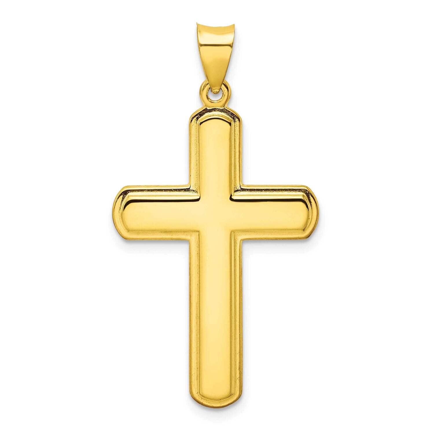 Polished Solid Cross Pendant Sterling Silver Gold-Tone QC11123