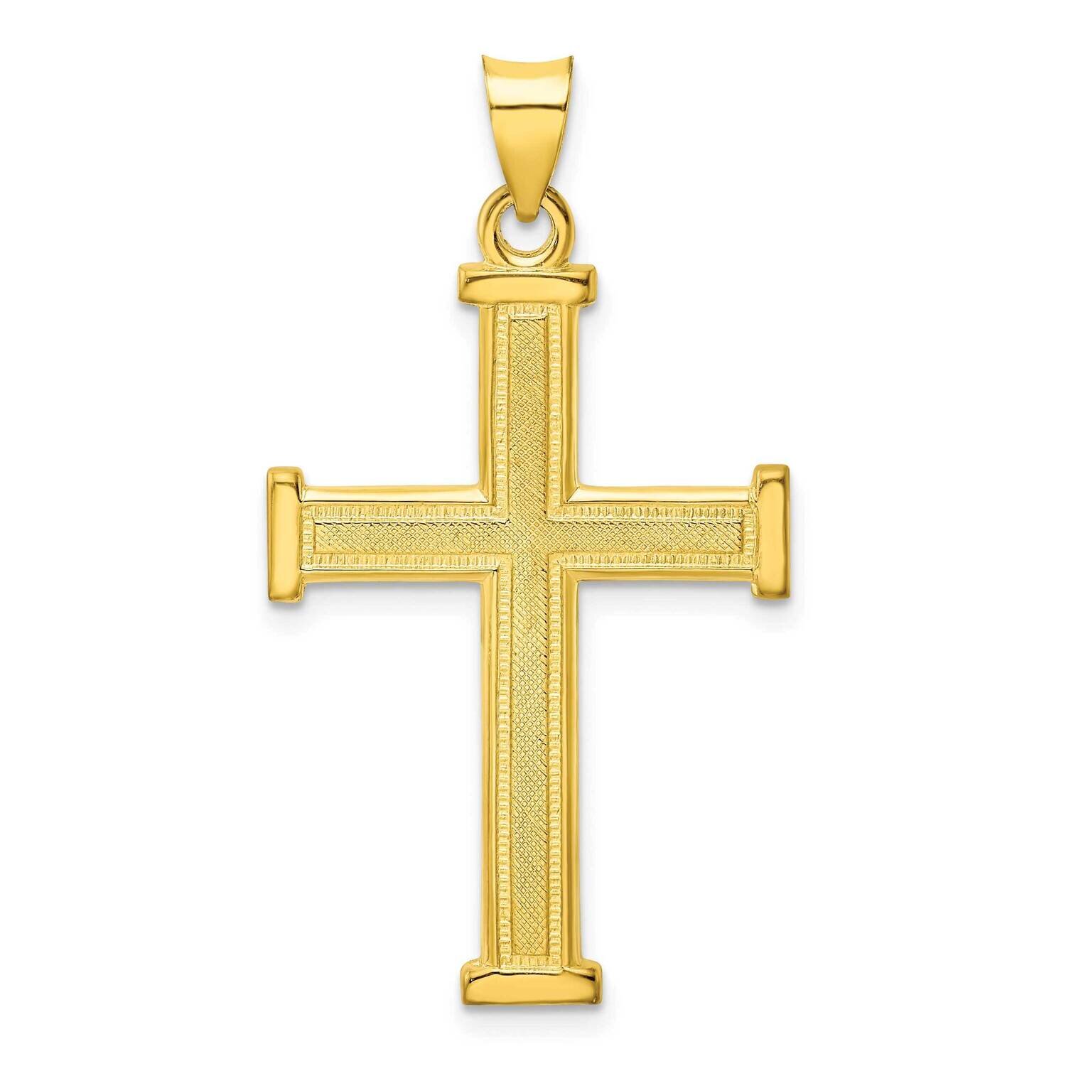 Polished Solid Cross Pendant Sterling Silver Gold-Tone QC11134, MPN: QC11134,