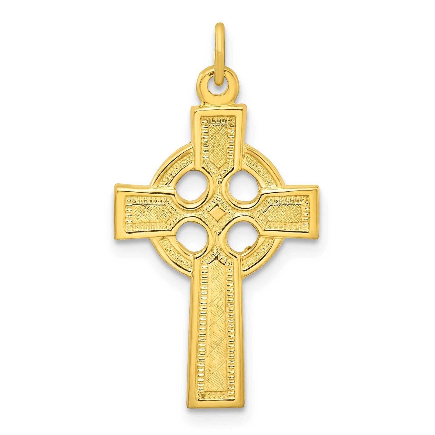 Polished Solid Cross Pendant Sterling Silver Gold-Tone QC11136, MPN: QC11136,