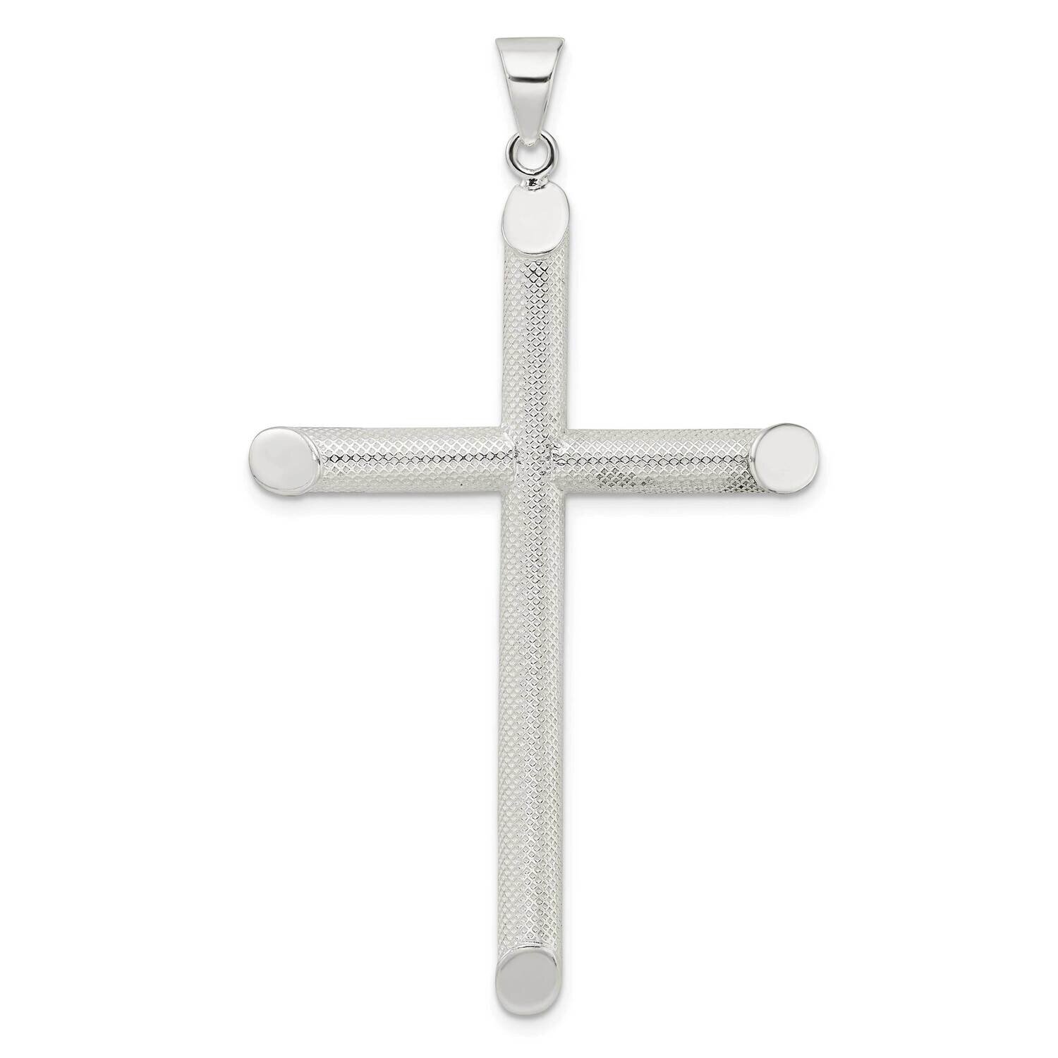 Texture Tube Cross Pendant Sterling Silver Polished QC11143, MPN: QC11143,