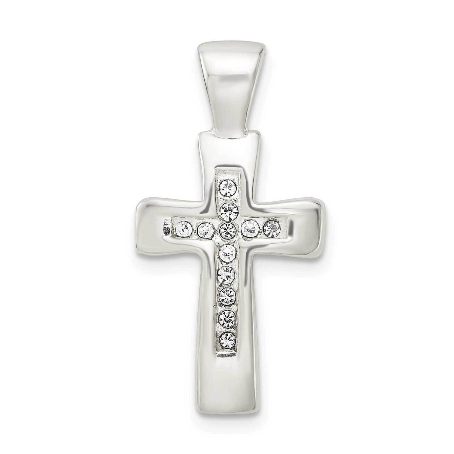 Crystal Cross Pendant Sterling Silver Polished QC11147, MPN: QC11147,