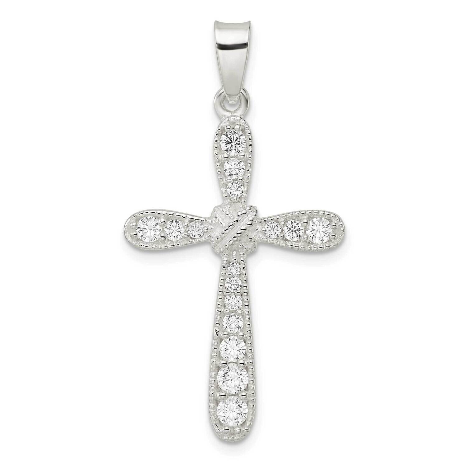 x-Center Cross Pendant Sterling Silver Cz Diamond QC11162, MPN: QC11162,