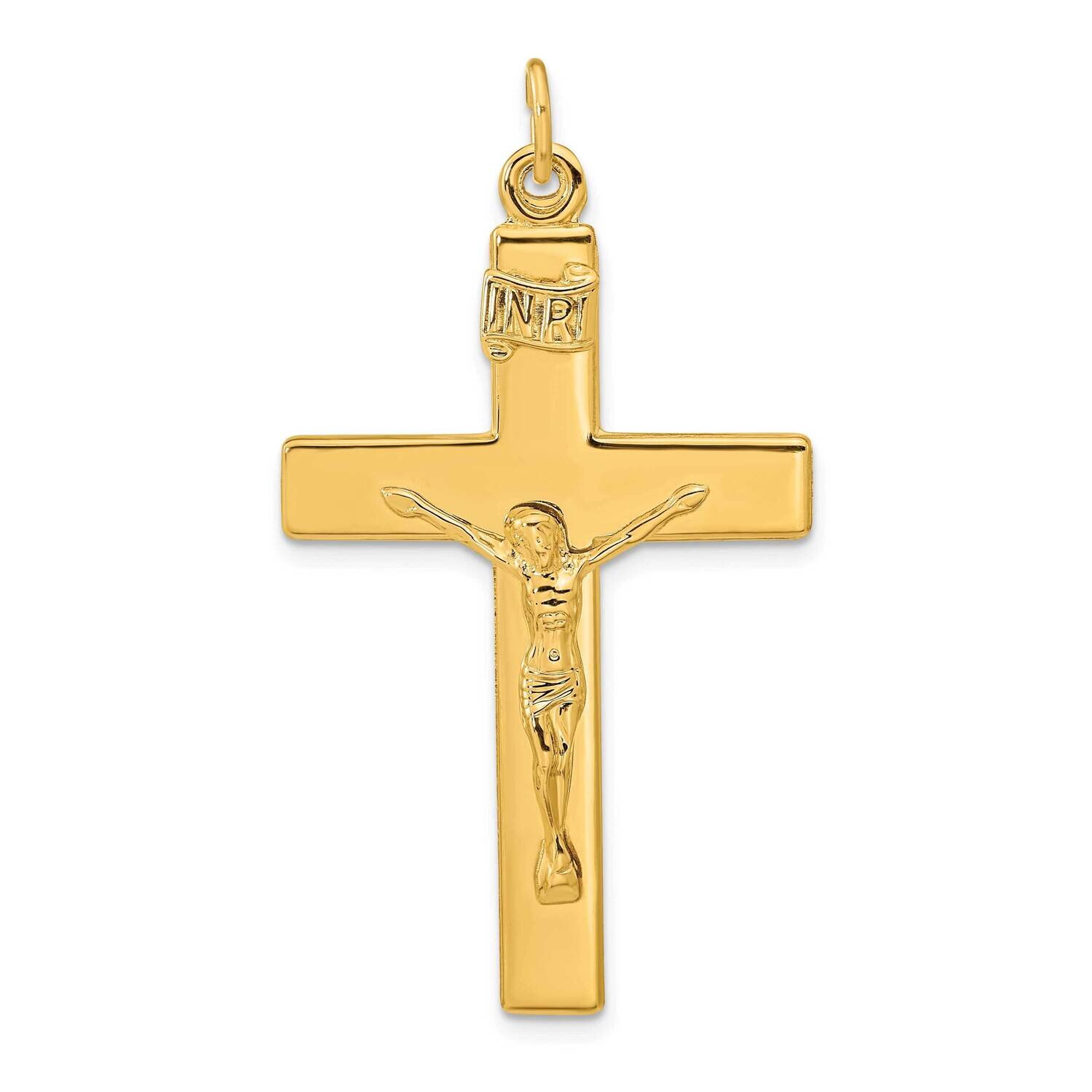 Polished Inri Crucifix Cross Pendant Sterling Silver Gold-Plated QC11168, MPN: QC11168,