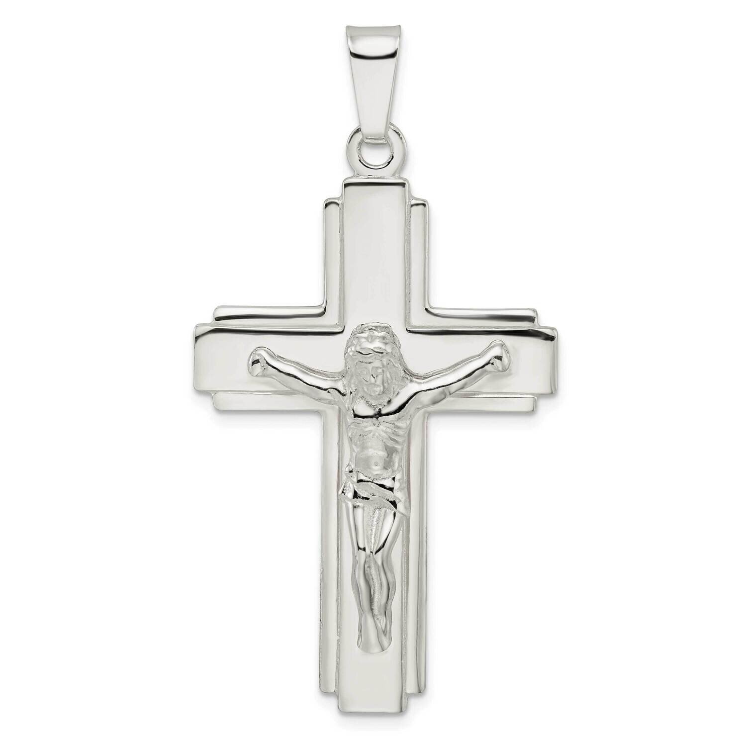 Side Lines Large Crucifix Pendant Sterling Silver Polished QC11177, MPN: QC11177,