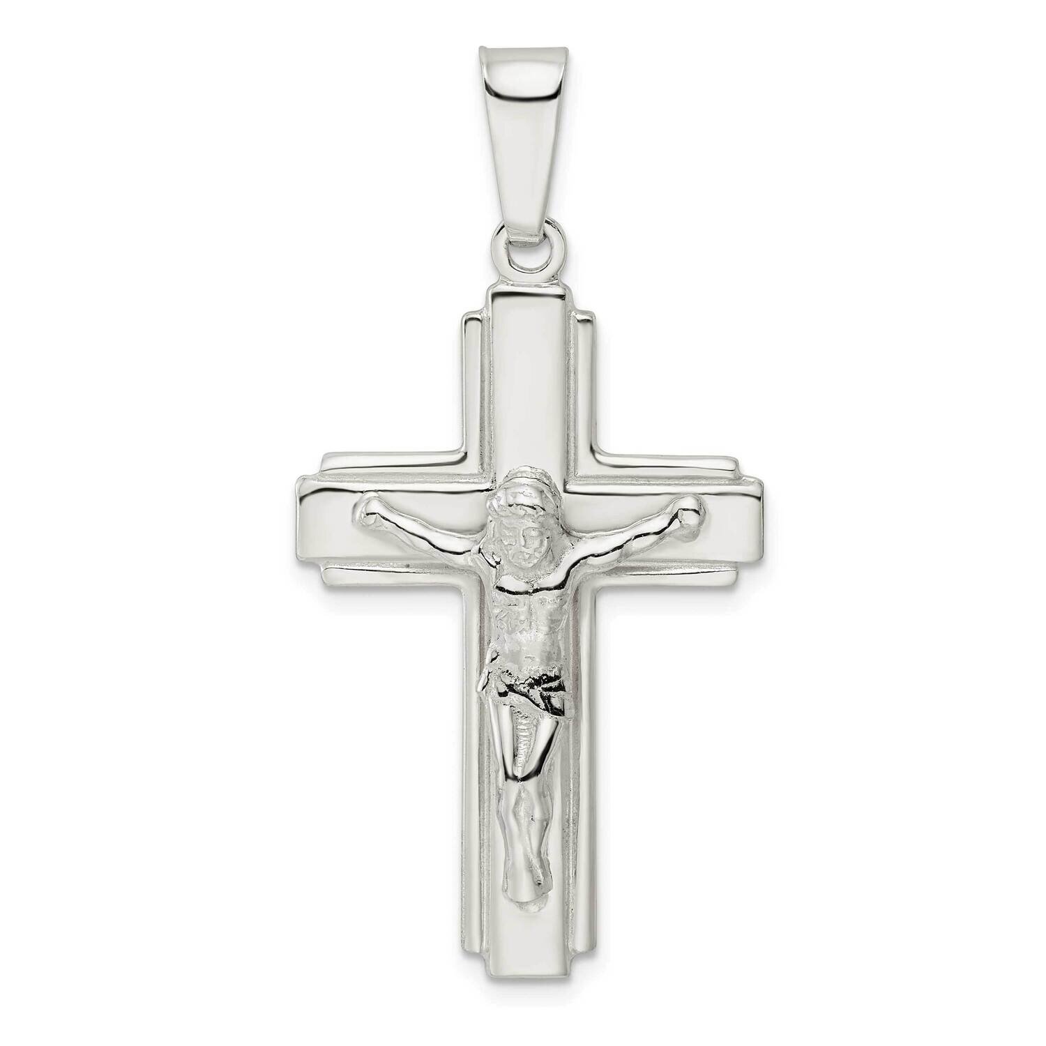 Side Lines Crucifix Pendant Sterling Silver Polished QC11178, MPN: QC11178,