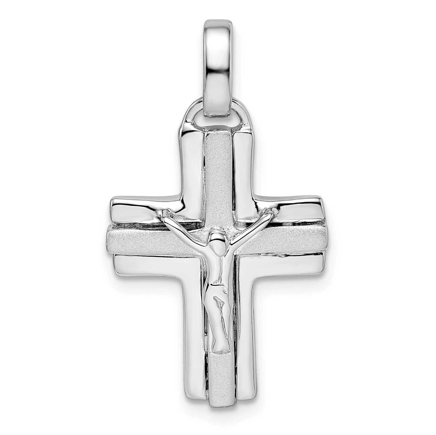 Laser Crucifix Pendant Sterling Silver Rhodium-Plated Polished QC11180, MPN: QC11180,