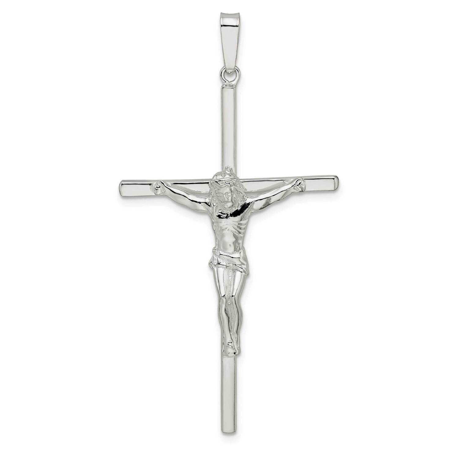 Large Hollow Crucifix Pendant Sterling Silver Polished QC11184, MPN: QC11184,