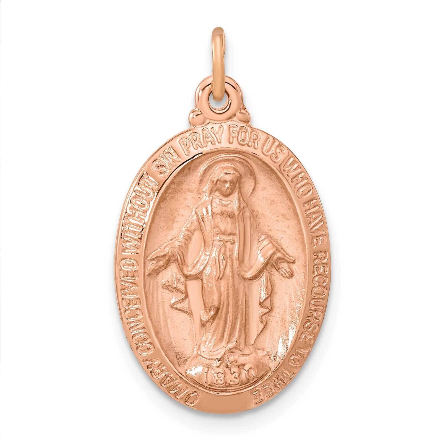 Rose Gold-Plated Oval Miraculous Medal Pendant Sterling Silver QC11187