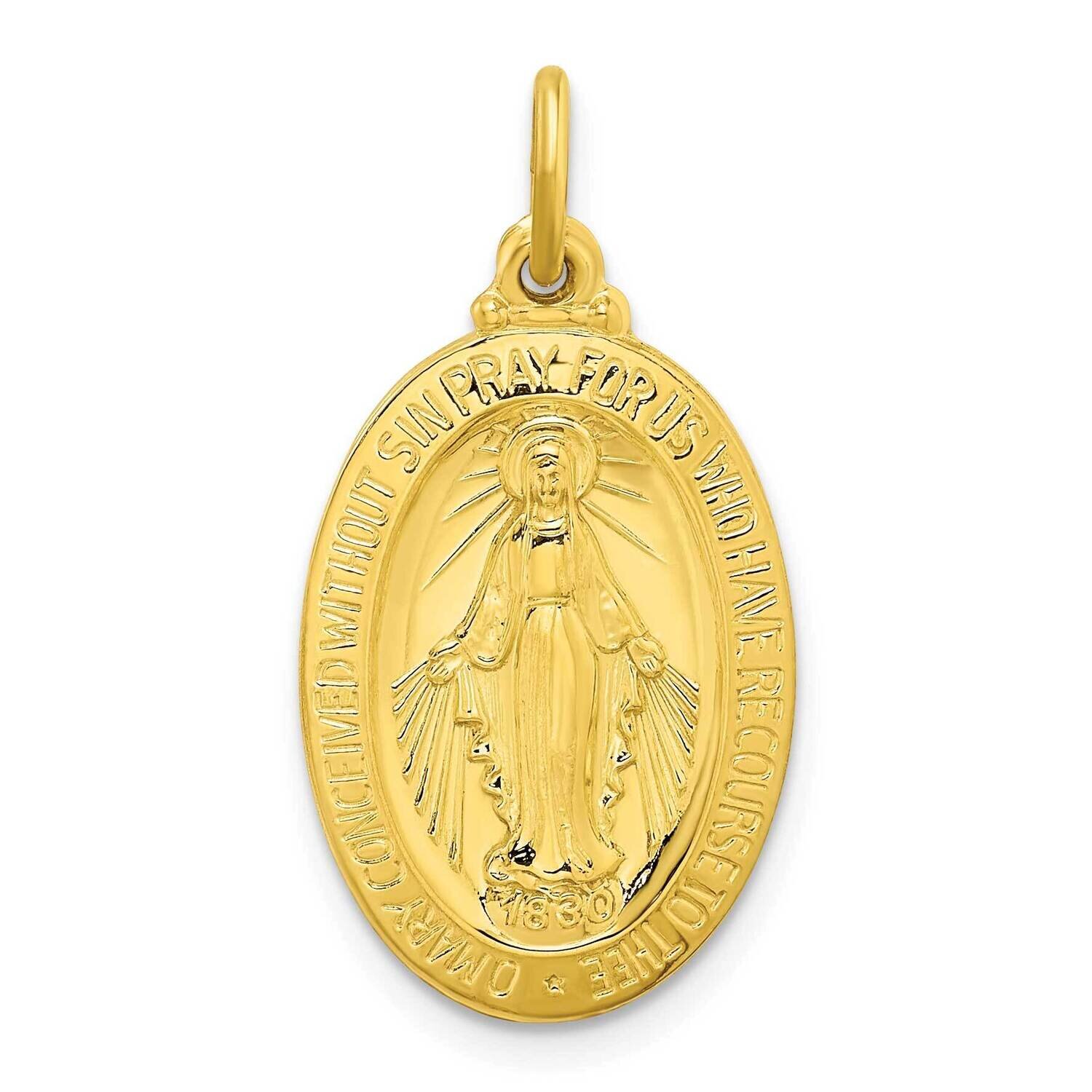 Polished Solid Miraculous Medal Pendant Sterling Silver Gold-Tone QC11190, MPN: QC11190,