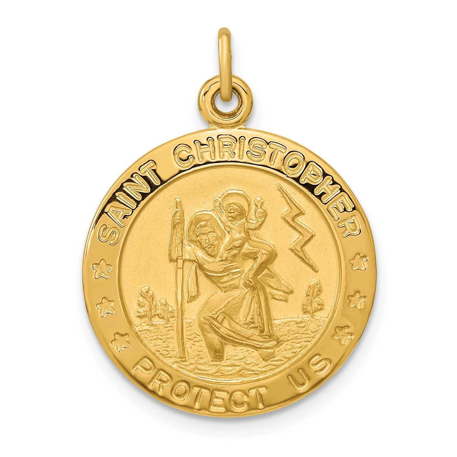 Polished and Satin Saint Christopher Pendant Sterling Silver Gold-Plated QC11194, MPN: QC11194,