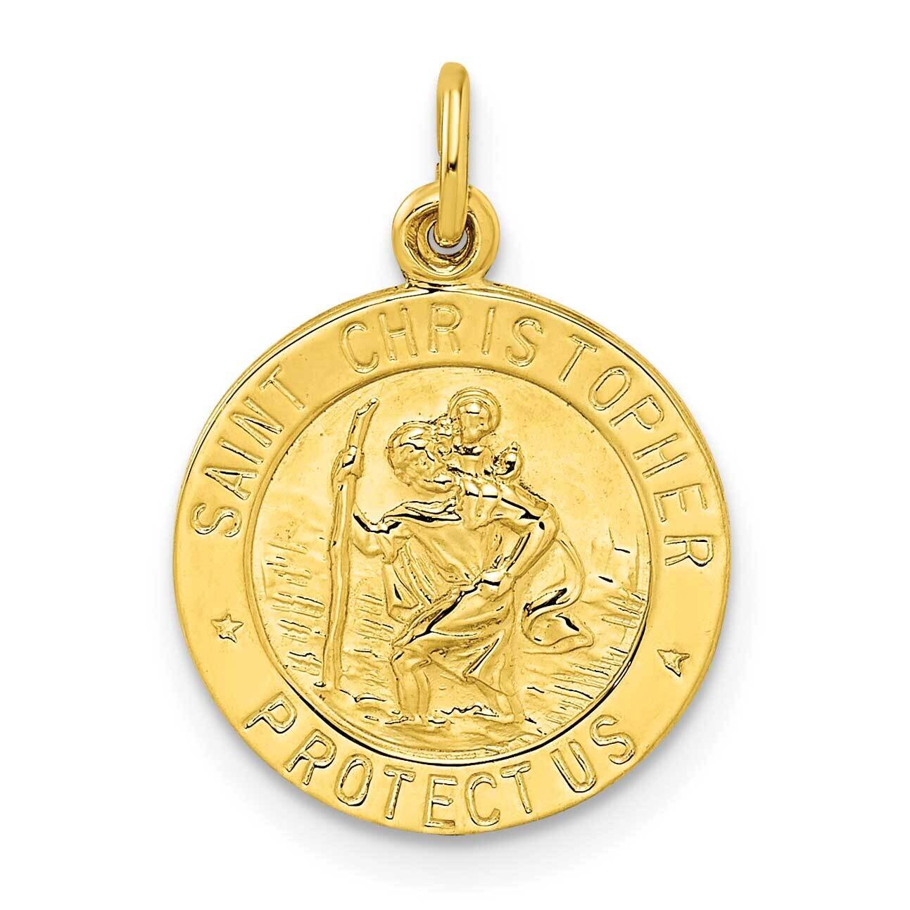 Polished Solid Saint Christopher Medal Pendant Sterling Silver Gold-Tone QC11198, MPN: QC11198,