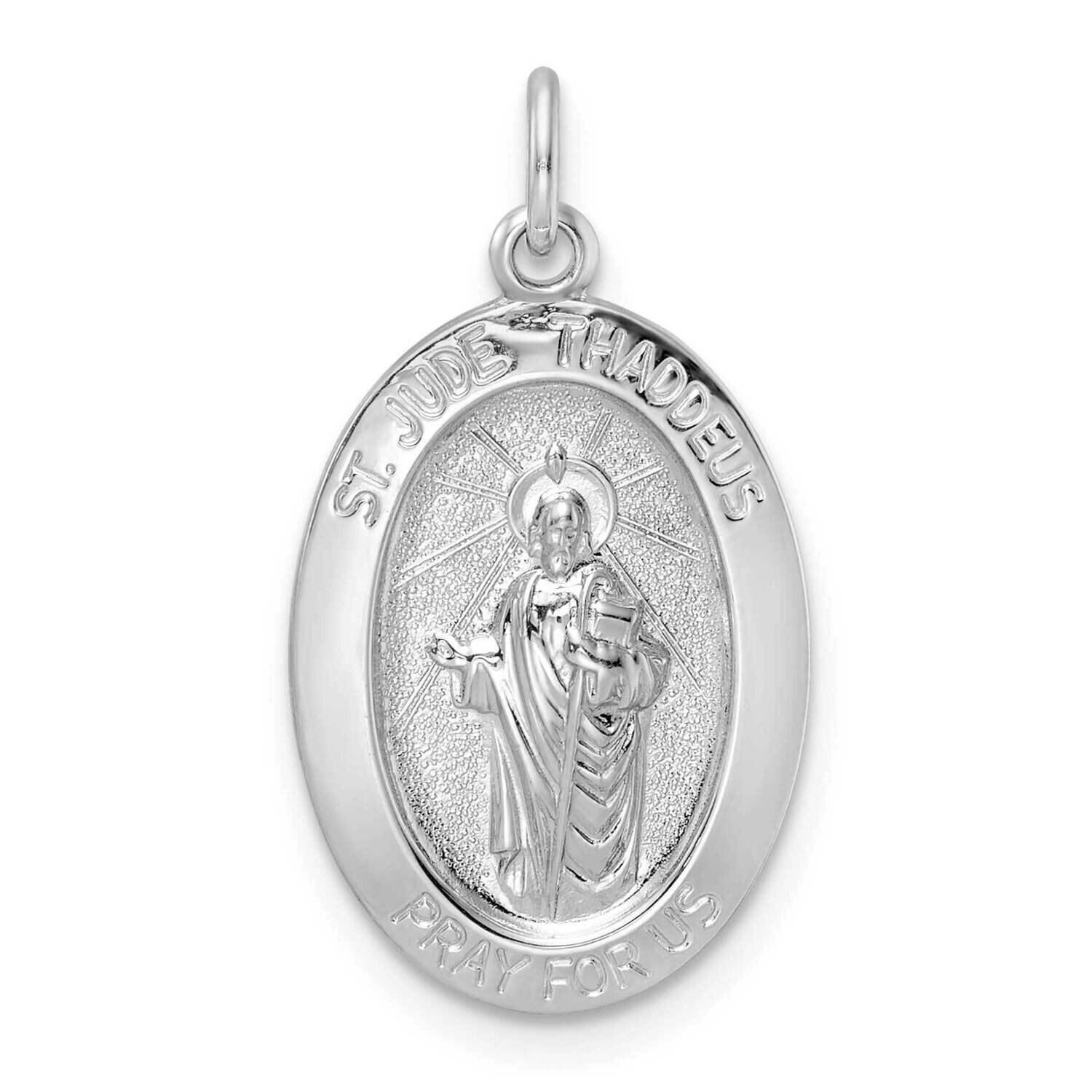 Solid Saint Jude Pendant Sterling Silver Rhodium-Plated Polished QC11200, MPN: QC11200,
