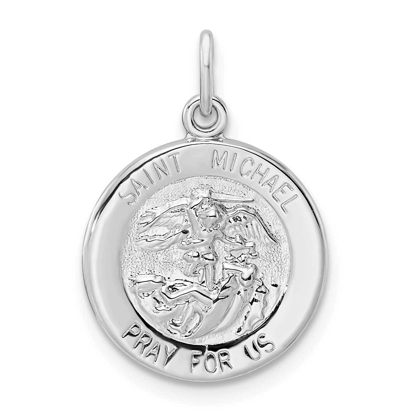 Solid Saint Michael Pendant Sterling Silver Rhodium-Plated Polished QC11201, MPN: QC11201, 19110176…