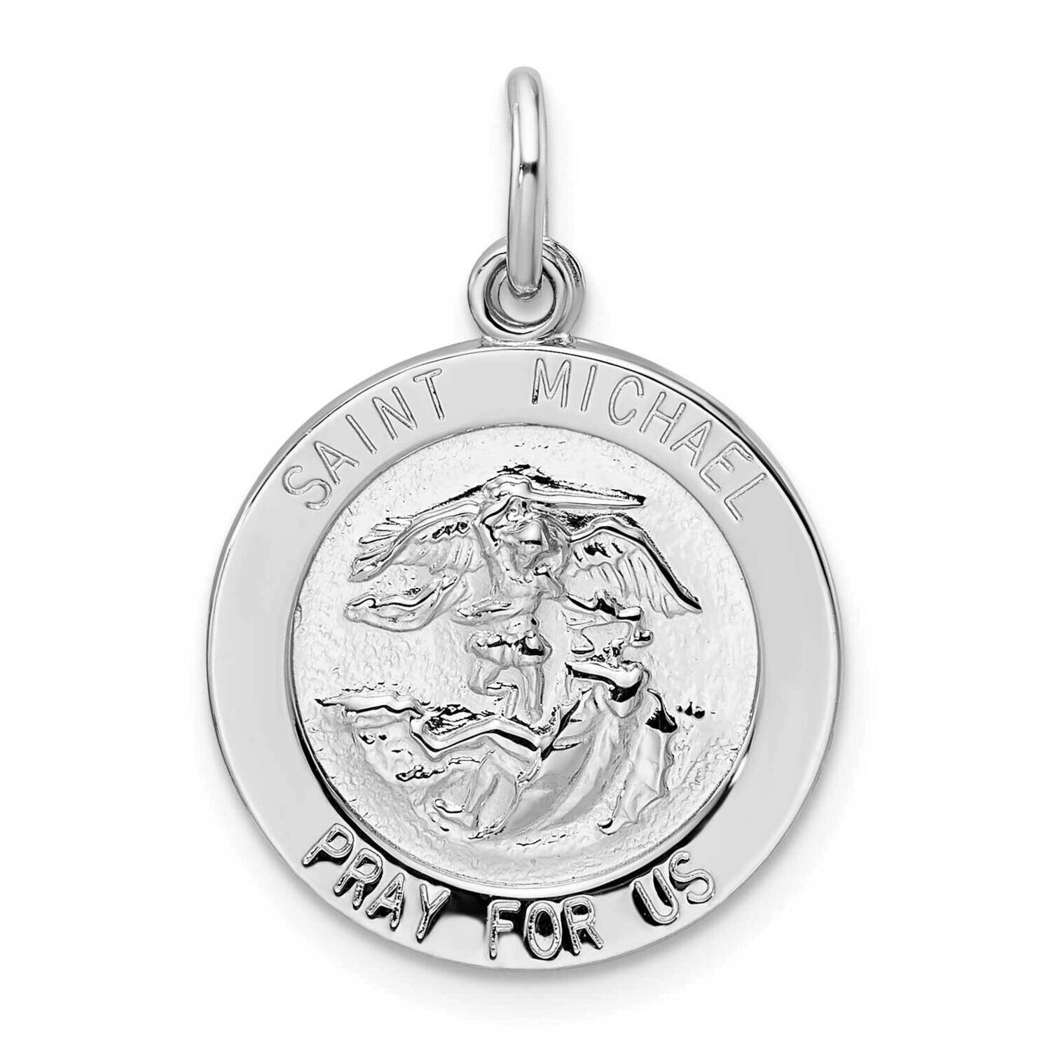 Solid Saint Michael Pendant Sterling Silver Rhodium-Plated Polished QC11202, MPN: QC11202, 19110176…