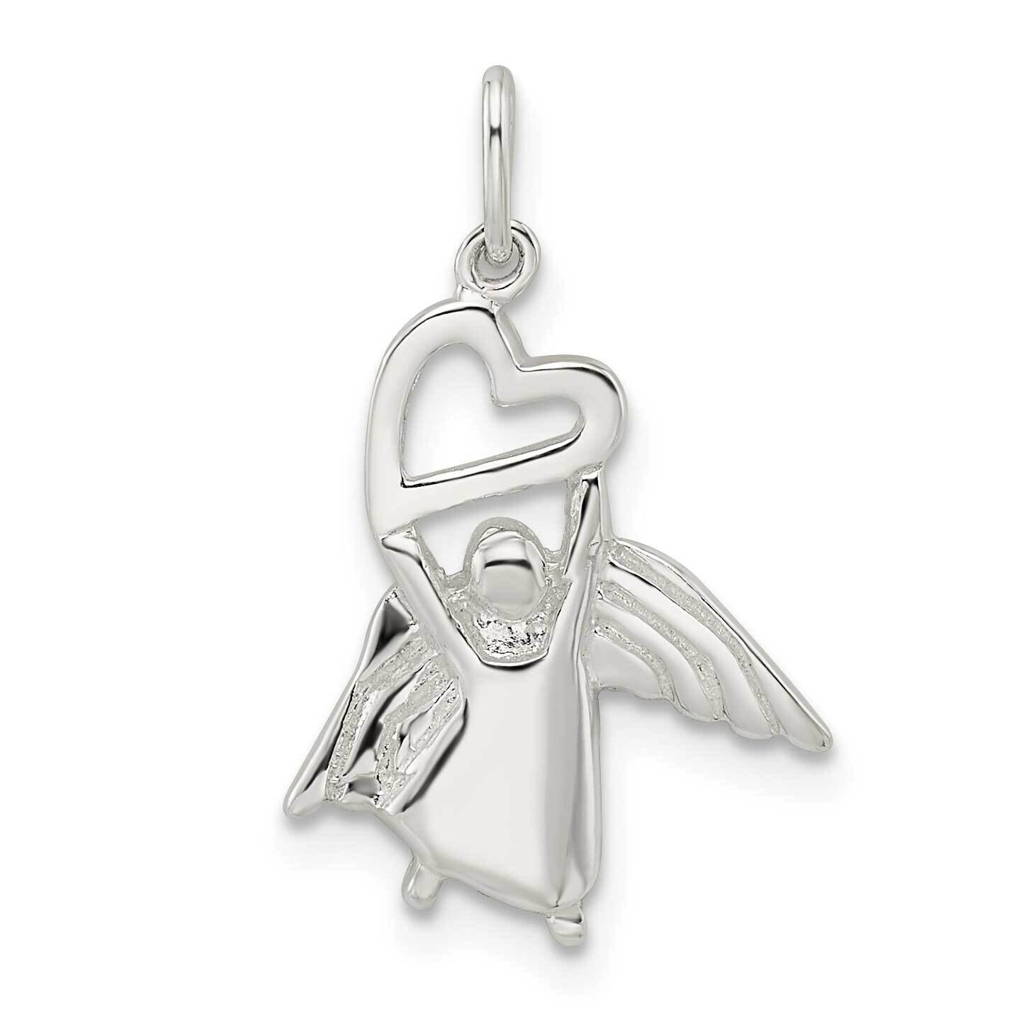 Angel with Heart Pendant Sterling Silver Polished QC11218