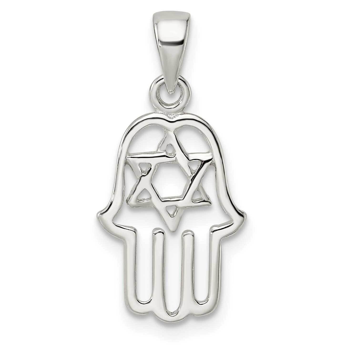 Chamseh with Star of David Pendant Sterling Silver Polished QC11226, MPN: QC11226, 191101769269