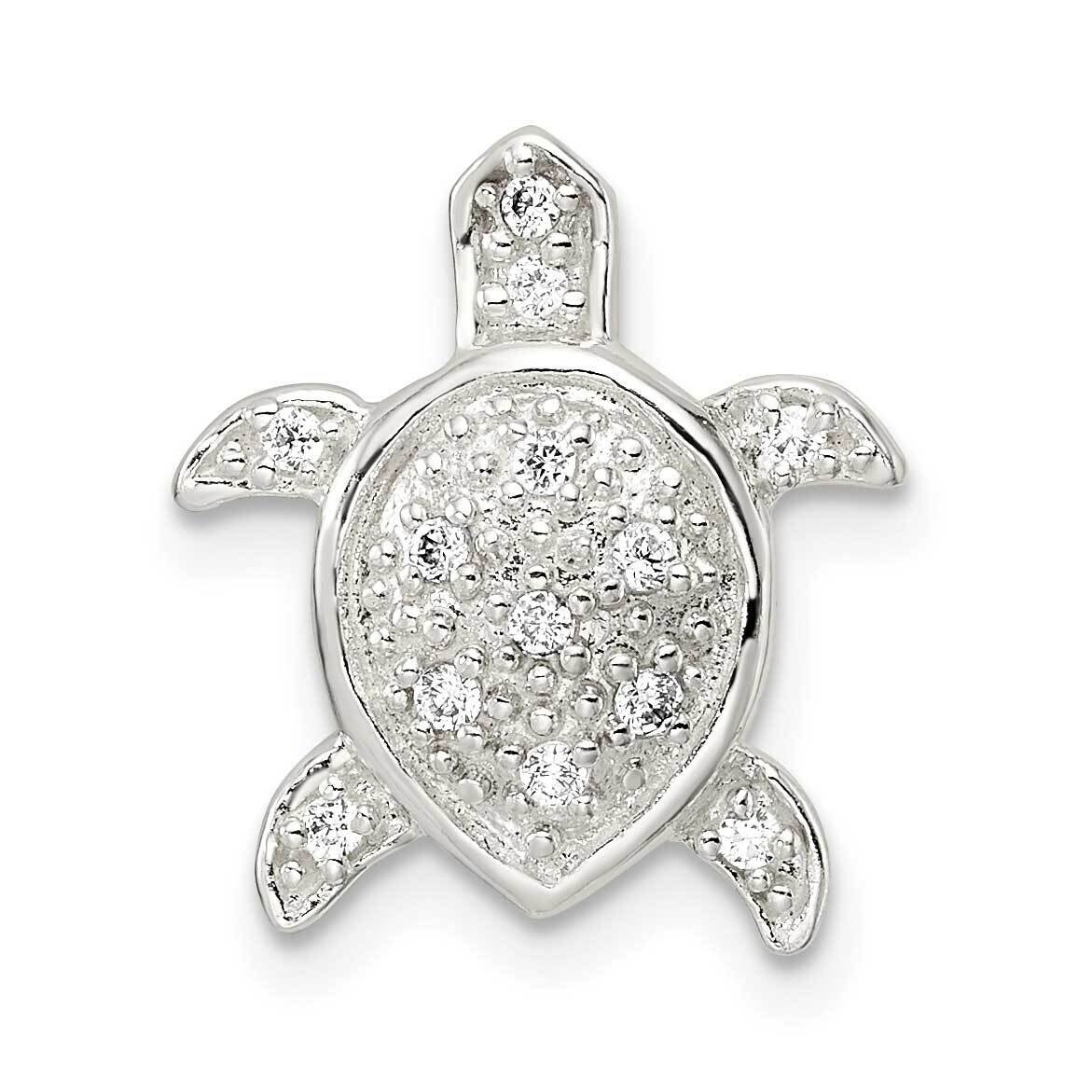 CZ Diamond Turtle Chain Slide Sterling Silver Polished QC11242, MPN: QC11242,