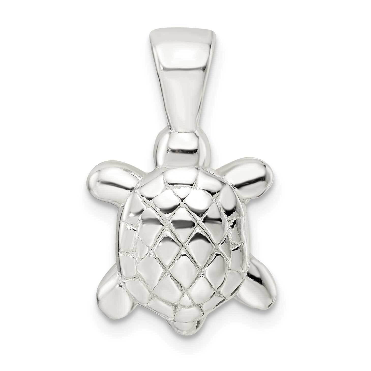 Textured Turtle Pendant Sterling Silver Polished QC11243, MPN: QC11243,