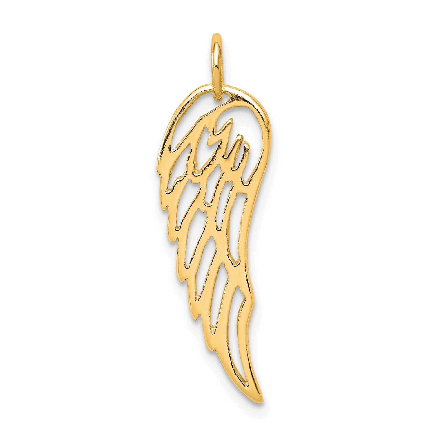 Polished Angel Wing Charm Sterling Silver Gold-Tone QC8419GP