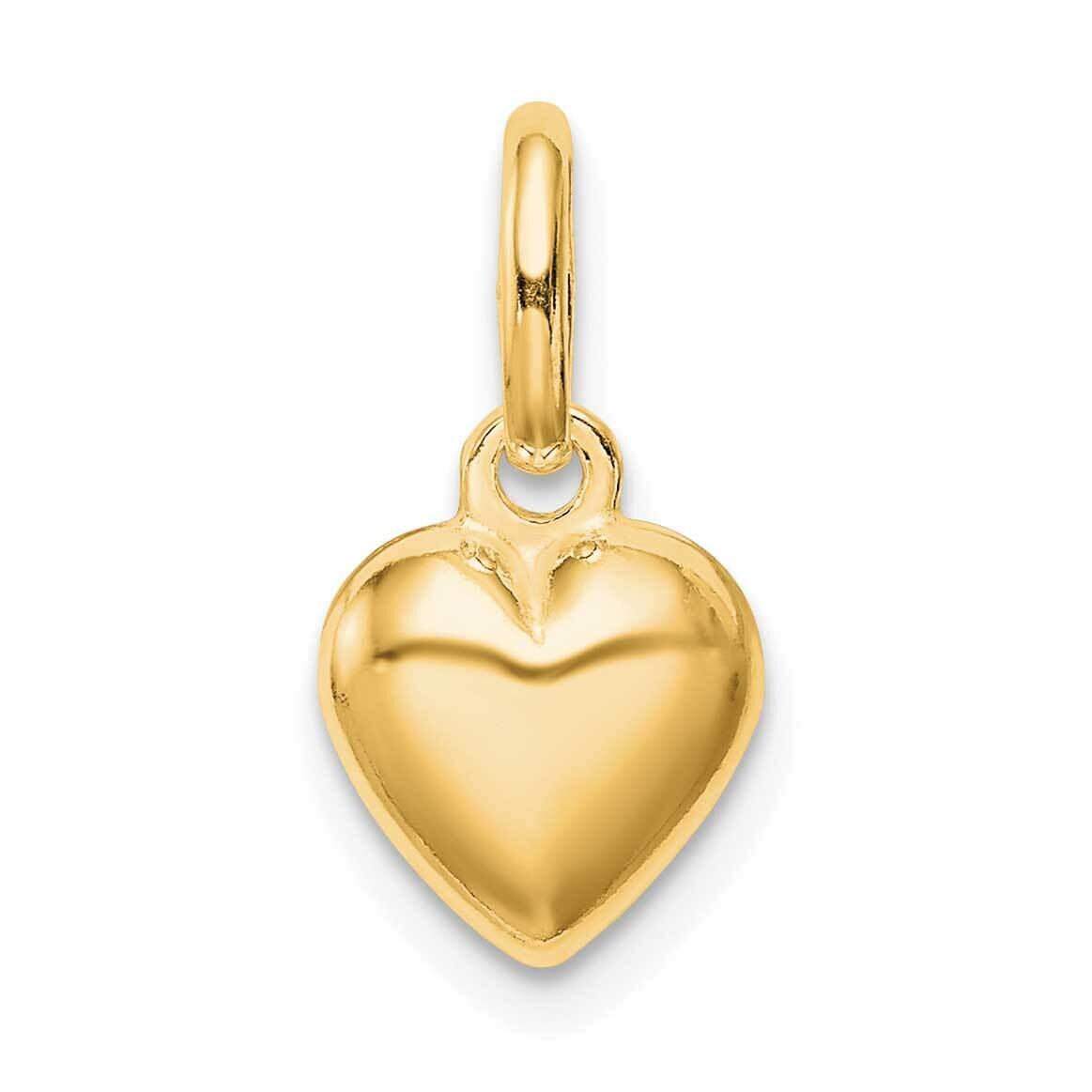 Polished Puff Heart Charm Sterling Silver Gold-Tone QC8466GP